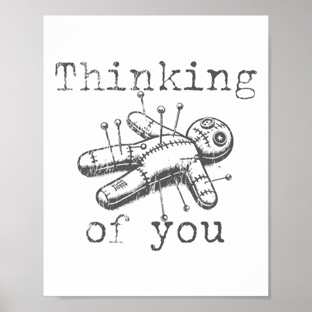 Poster Penser À Vous Poupée Voodoo Drôle Amusant Hallowee (Devant)