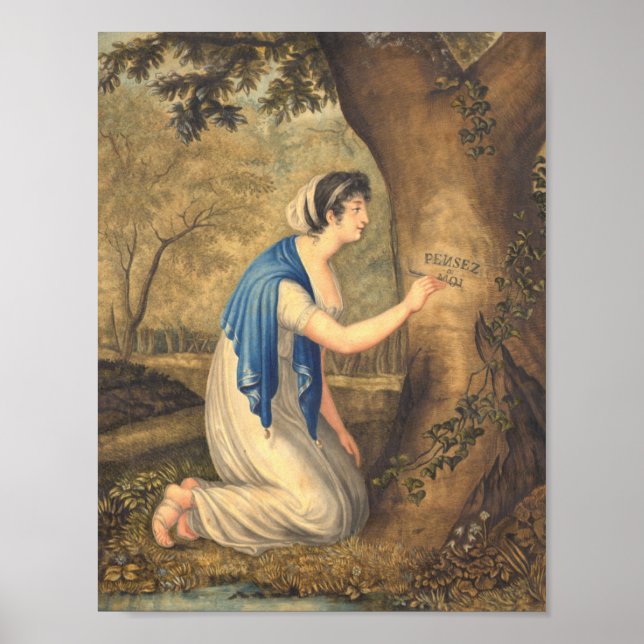 Poster Pensez à moi, peinture romantique de la femme en f (Devant)