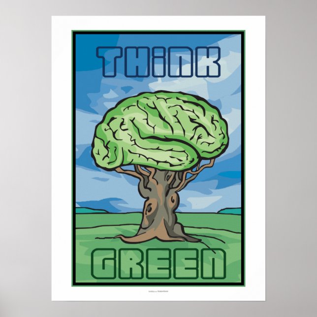 Poster Pensez au cerveau vert (Devant)