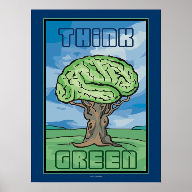 Poster Pensez au cerveau vert (Devant)