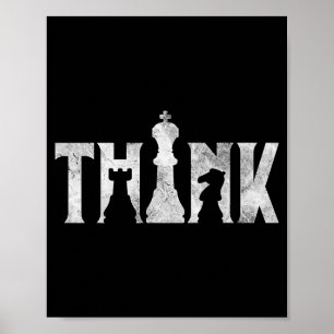 Poster Pensez Échecs Eces Joueur Chessmaster Amour des éc