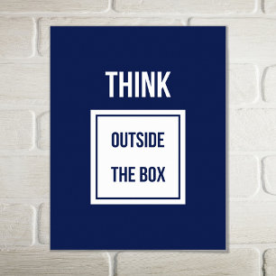 Poster Pensez en dehors du bleu de motivation de boîte
