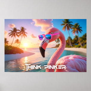 Poster PENSEZ PLUS ROSE - Flamant ROSE