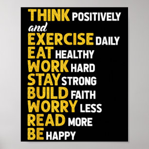 Poster Pensez Positivement Exercice Quotidien Gym Workout