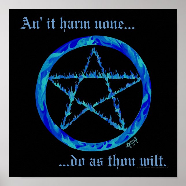 Poster Pentacle de feu bleu (Devant)
