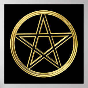 Poster Pentagramme doré