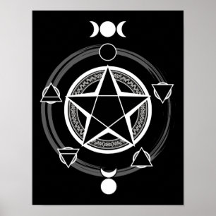 Poster Pentagramme élémentaire foncé Imprimer