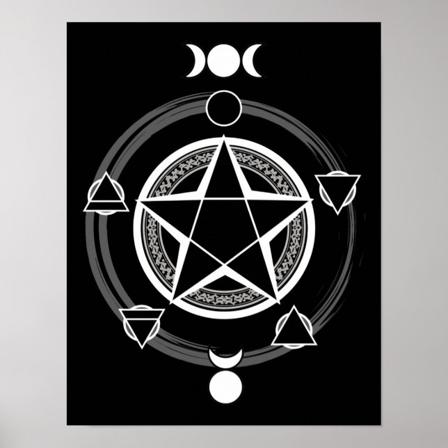 Poster Pentagramme élémentaire foncé Imprimer (Devant)