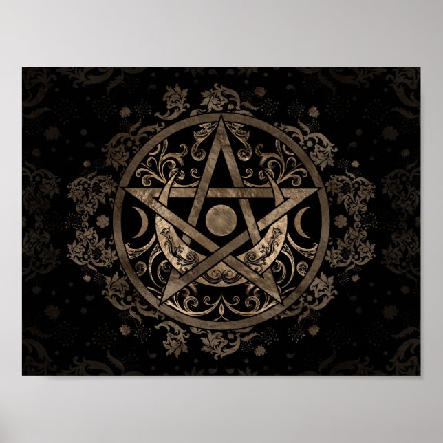 Poster Pentagramme - Or et Noir (Devant)