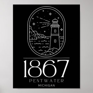 Poster Pentwater Michigan Michigander État Mi Voyage Boa