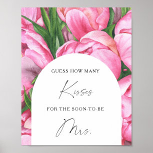 Poster Peonies - Combien de baisers jeu de douche nuptial