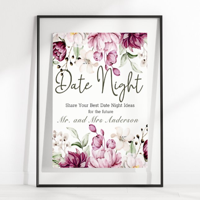 Poster Peonies rose Bourgogne Floral Date Nuit (Créateur téléchargé)