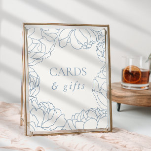 Poster Peony Garden Dusty Blue Floral Cartes & Cadeaux