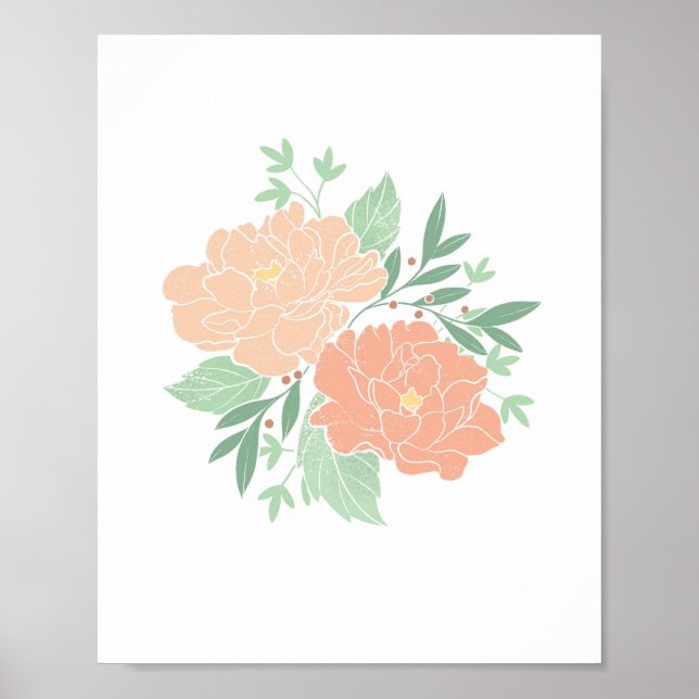 Poster Peony Peonies Floral Boho Flower Print (Devant)