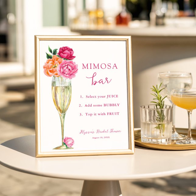 Poster Peony rose brillant Floral Mimosa Bar Douche (Créateur téléchargé)