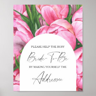 Poster Peony roses - aider la mariée occupée Adresse Post