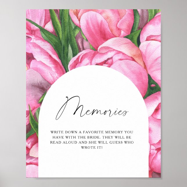Poster Peony roses - souvenirs avec la mariée (Devant)