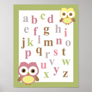 Poster Pépinière alphabet bébé fille merle art mur