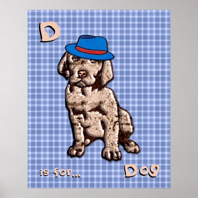 Poster Pépinière bleue personnalisée - Chien (Devant)