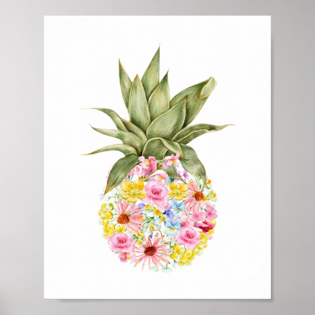 Poster Pépinière d'ananas aquarelle (Devant)