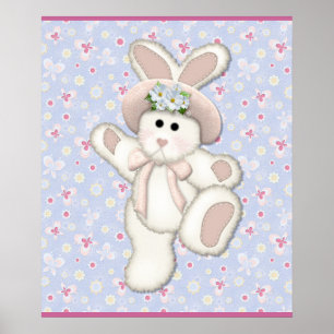 Poster Pépinière de lapin de campagne blanc