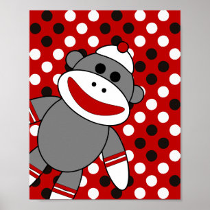 Poster Pépinière de singe Sock Wall Art