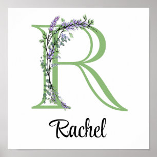 Poster Pépinière d'eucalyptus Monogram R Lavender