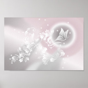 Poster Pépinière d'Imaginaire floral blanc gris