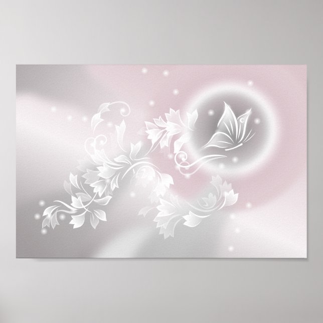 Poster Pépinière d'Imaginaire floral blanc gris (Devant)