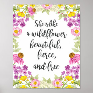 Poster Pépinière fleur sauvage Citation art Girl Fleur sa