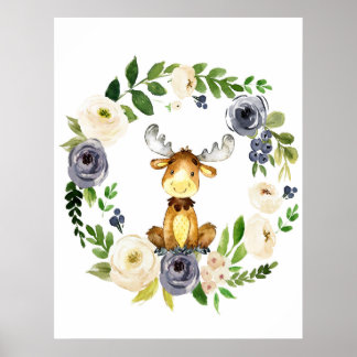 Poster Pépinière florale de l'orignal de bois