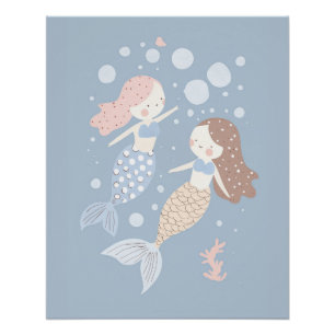 Poster Pépinière Mermaid Imprimer pour enfants Playroom P
