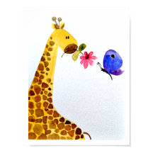 Pépinière murale art_ Aquarelle Giraffe & papillon