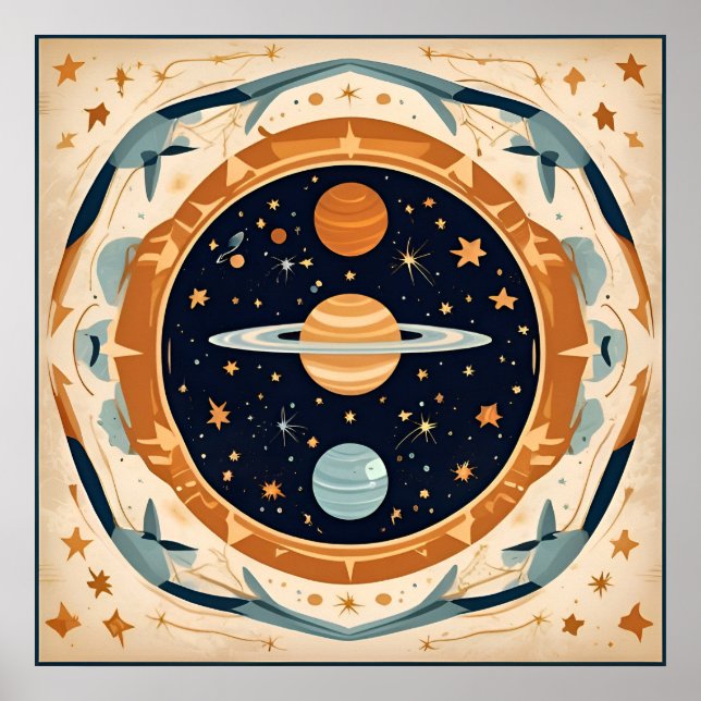 Poster Pépinière Stellaire Vintage, Espace, Cosmos, Unive (Devant)