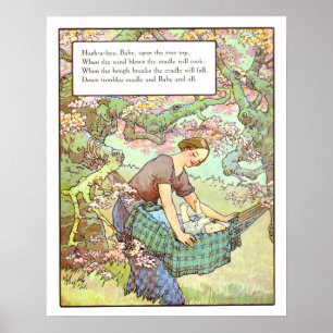 Poster Pépinière vintage Imprimer - Hush-a-bye, bébé