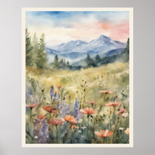 Poster Pépites Dans Le Terrain Montagnes Scène Naturelle