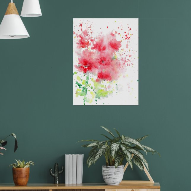 Poster Pépites rouges Aquarelle Abstraite (Salon 1)