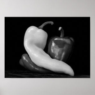 Poster Peppers in Love Photographie noir et blanc