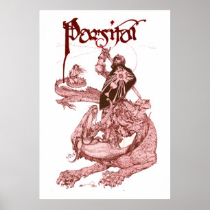 Poster PERCEVAL COMBATTRE DRAGON, QUEST SAINT-GRAIL Imagi