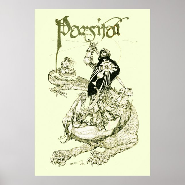 Poster PERCEVAL COMBATTRE DRAGON, QUEST SAINT-GRAIL Imagi (Devant)