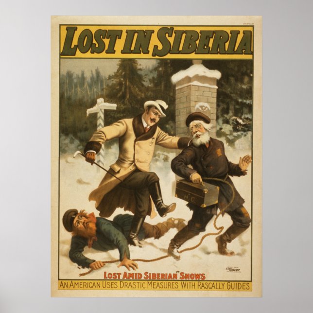 Poster Perdu En Sibérie, Vers 1898. (Devant)