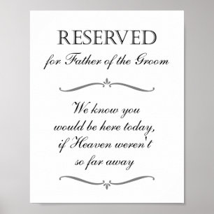 Poster Père de Groom Chaire Réservé Mariage commémoratif