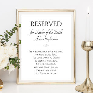 Poster Père de la mariée Je suis dans le Mariage commémor
