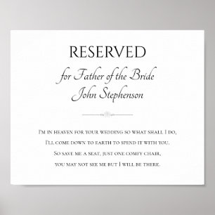 Poster Père de la mariée Je suis dans le paradis pour vot