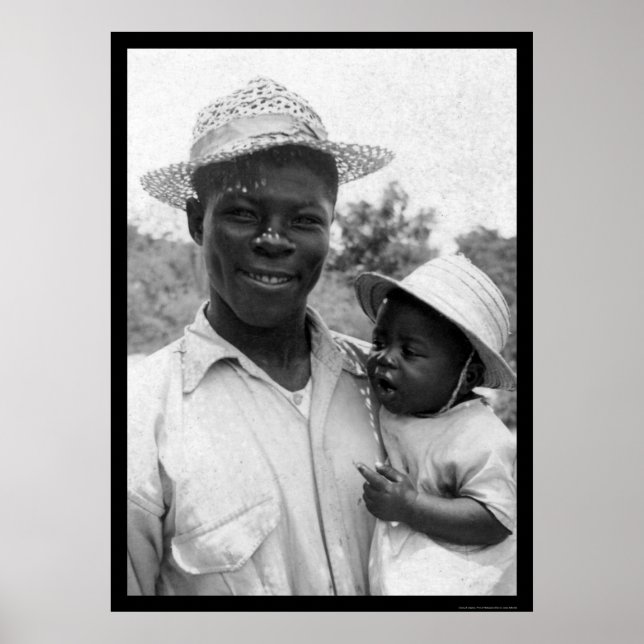 Poster Père et bébé afro-américains 1935 (Devant)