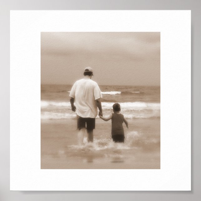 Poster Père et Fils à la plage (Devant)