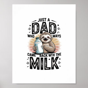 Poster père et fils avec le lait paresseux design graphiq