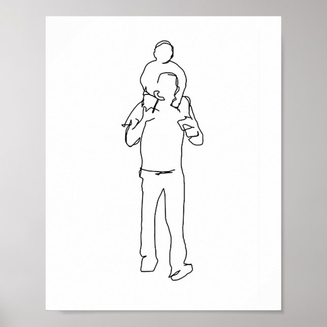 Poster Père et Fils Imprimer, Cadeaux du Père du Fils, Fa (Devant)