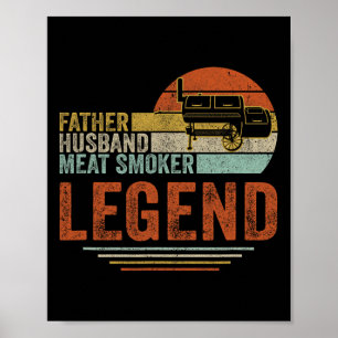 Poster Père Huse Viande Fumeur Légende Griller Papa Viand