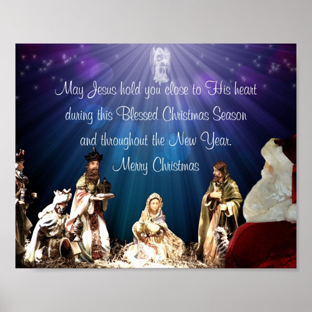 Poster Père Noël à la Nativité (Devant)